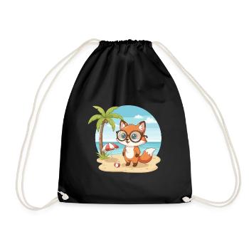 Vacances d’été de Plage du Renard Mignon avec des Lunettes - Sac de sport léger - noir - Devant