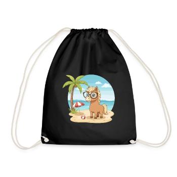 Süßes Pferd mit Brille Strandsommerurlaub - Turnbeutel - Schwarz - Vorne