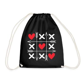 Tic-Tac-Toe-Herzen Süße Passende Paare Valentinstag - Turnbeutel - Schwarz - Vorne