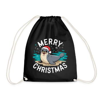 Joyeux Noël Mignon Phoque de Noël - Sac de sport léger - noir - Devant