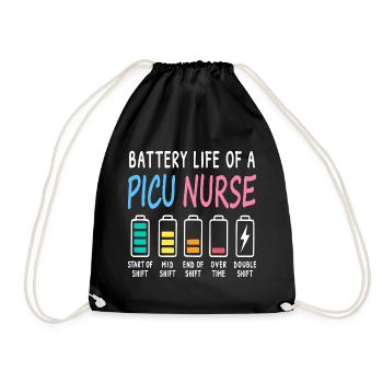 Battery Level of a Pediatric Intensive Care Nurse Humor - Drawstring Bag - black - Front