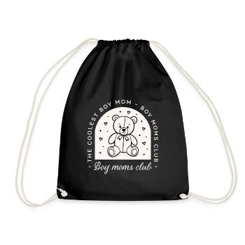 Boy mom club funny the coolest mother group - Drawstring Bag - black - Front