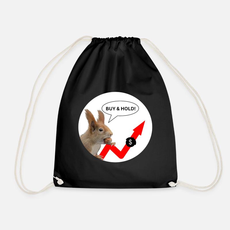 Finanzshirt Eichhörnchen Buy & Hold  - Turnbeutel - Schwarz