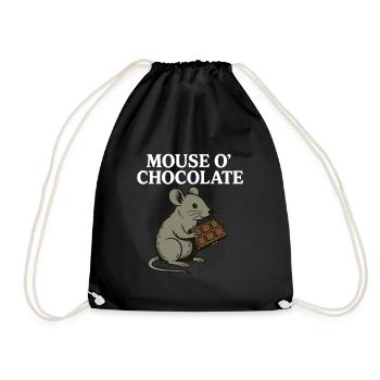 Mouse o’Chocolate Lustiges Wortspiel Maus - Turnbeutel - Schwarz - Vorne
