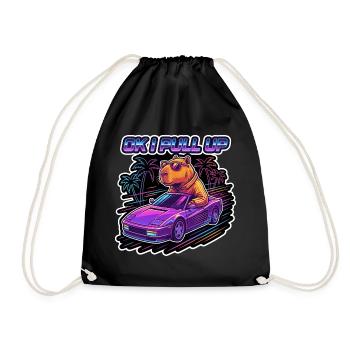 OK I Pull Up Capybara Retro - Turnbeutel - Schwarz - Vorne