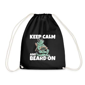 Cool bearded dragon - Drawstring Bag - black - Front