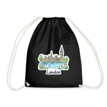 London Skyline Big Ben Parliament Bridge Art - Drawstring Bag - black - Front