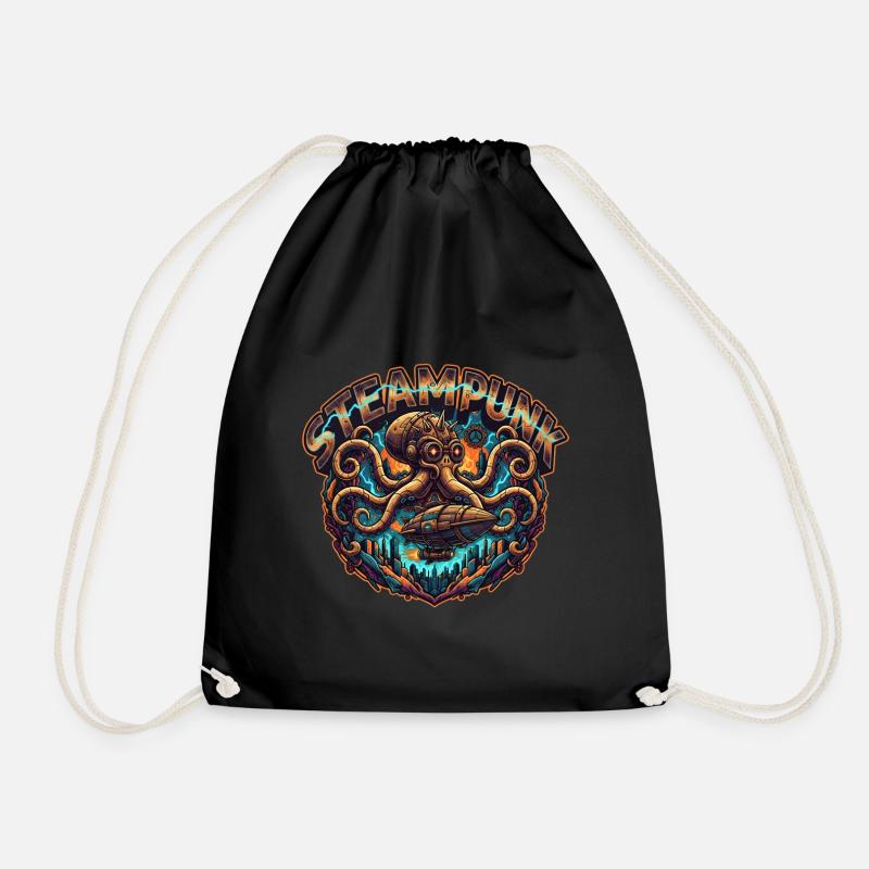 Steampunk Aesthetics & Retro-futurism steam - Drawstring Bag - black