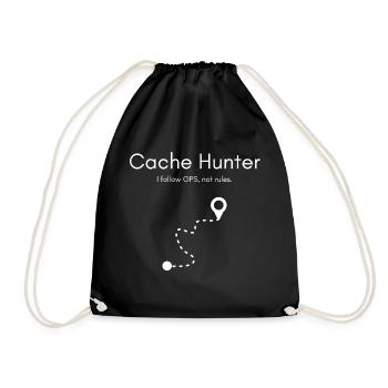 Cache Hunter Shirt – GPS Adventure Outdoor - Drawstring Bag - black - Front