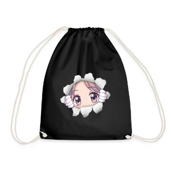 Anime Girl Eyes Jetant un œil à l’art du manga en papier déchiré - Sac de sport léger - noir - Devant