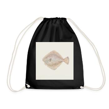 Flounder Fish Watercolor – Maritime Illustration - Drawstring Bag - black - Front