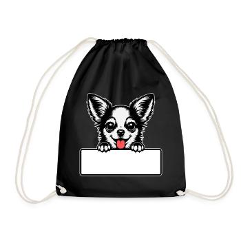Chihuahua avec badge nominatif - Sac de sport léger - noir - Devant