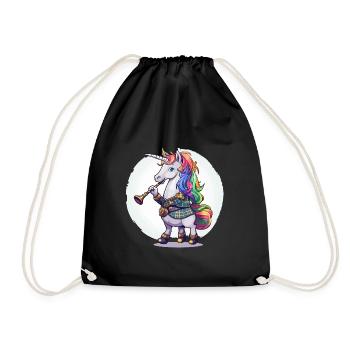 Colorful unicorn with trumpet - Drawstring Bag - black - Front