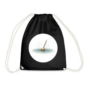 Fishing float in water – minimalist - Drawstring Bag - black - Front
