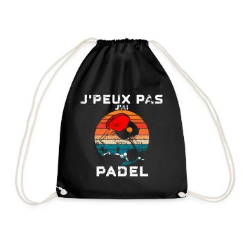 Ich kann nicht, ich habe Padel Vintage Soleil - Turnbeutel - Schwarz - Vorne