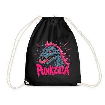 Punkzilla lustige Punkrock-Dinosaurier-Monsterkunst - Turnbeutel - Schwarz - Vorne