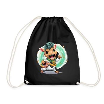 Cow drummers in carnival - Drawstring Bag - black - Front