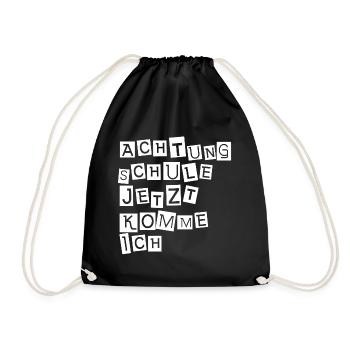 Attention school, here I come - Drawstring Bag - black - Front