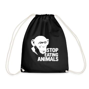 Arrêtez de manger des animaux – Conception du chimpanzé - Sac de sport léger - noir - Devant