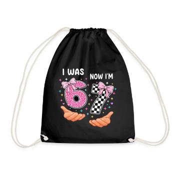 Ich war 6 jetzt bin ich 7 - siebter Geburtstag - Turnbeutel - Schwarz - Vorne