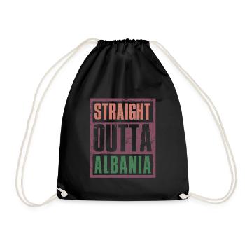 Straight outta Albania - Turnbeutel - Schwarz - Vorne