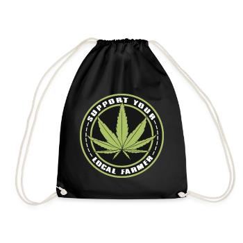 Support Your Local Farmer - Cannabis Hanf Outfit - Turnbeutel - Schwarz - Vorne