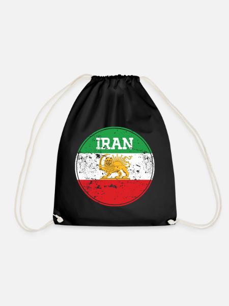 Vintage Iran Lion Emblem Round - Turnbeutel - Schwarz