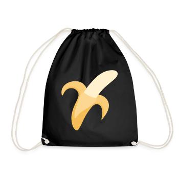 Minimal Banana Peel Illustration - Drawstring Bag - black - Front