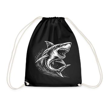 Tribal Hai – Shark Tattoo Motiv - Turnbeutel - Schwarz - Vorne