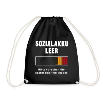 Social Battery Empty - Battery Design - Drawstring Bag - black - Front
