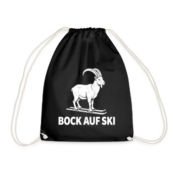 Funny ibex for skiers - Drawstring Bag - black - Front