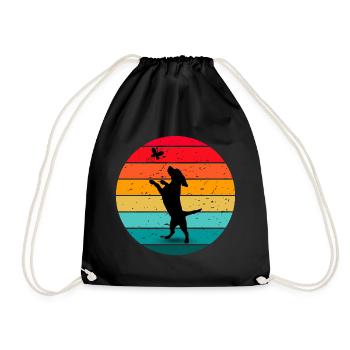 Coucher de soleil rétro de la forêt de papillons de chien - Sac de sport léger - noir - Devant