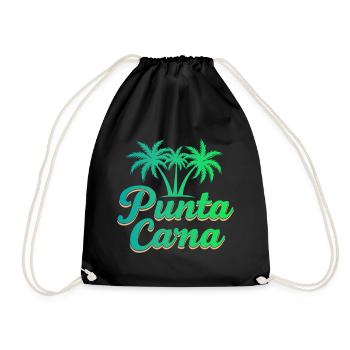 Punta Cana Karibik Urlaub mit Palmen - Turnbeutel - Schwarz - Vorne