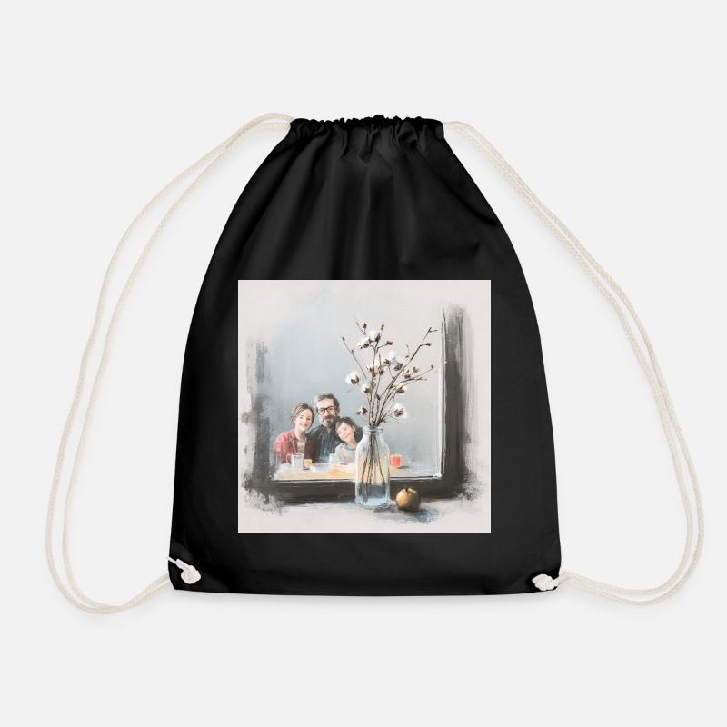 Family breakfast - Drawstring Bag - black