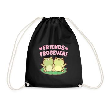 Cute Frogs Friends Frogever Besties - Drawstring Bag - black - Front