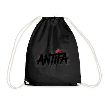 Antifa – Antifaschistisches Merch - Turnbeutel - Schwarz - Vorne