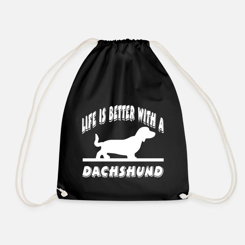 Dachshund - Drawstring Bag - black