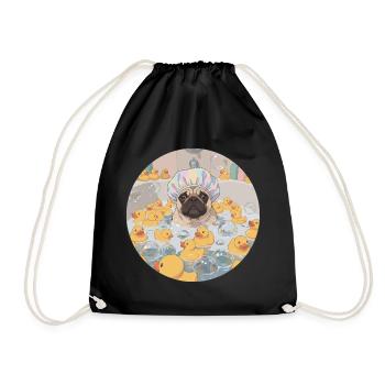 Mops in the bubble bath - Drawstring Bag - black - Front