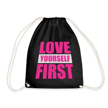 Love Yourself First Self-Love Self-Care - Drawstring Bag - black - Front