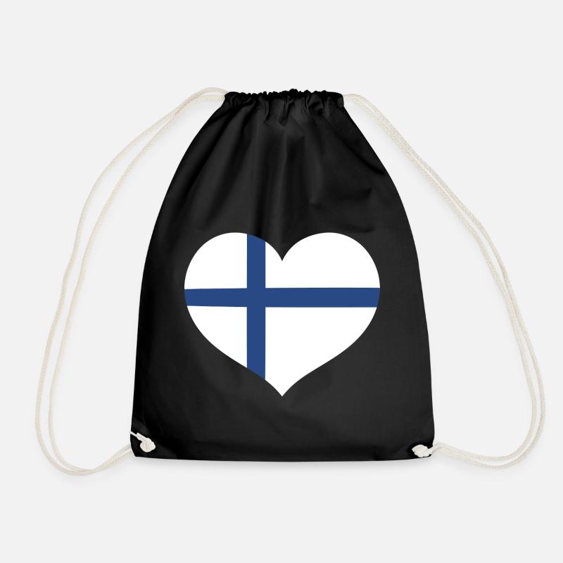 Finnlands Flaggenherz - Turnbeutel - Schwarz