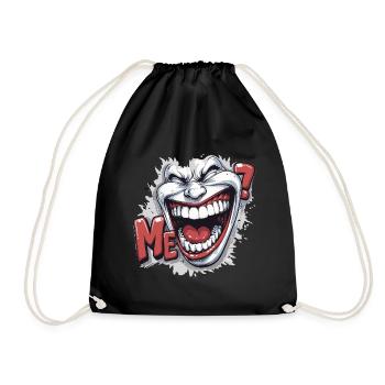 Crazy Laughing white face in a comics style - Sac de sport léger - noir - Devant