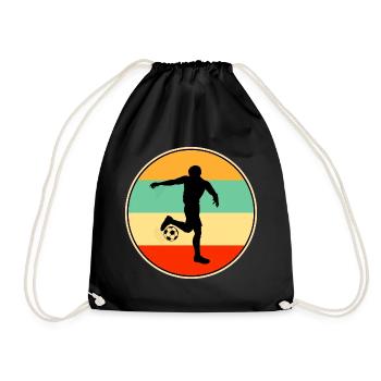 Retro Footballer Silhouette Vintage Football - Drawstring Bag - black - Front