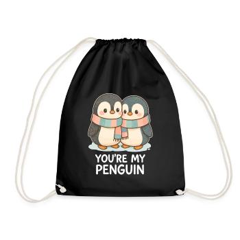 Penguins in love in the snow – You're My Penguin - Drawstring Bag - black - Front