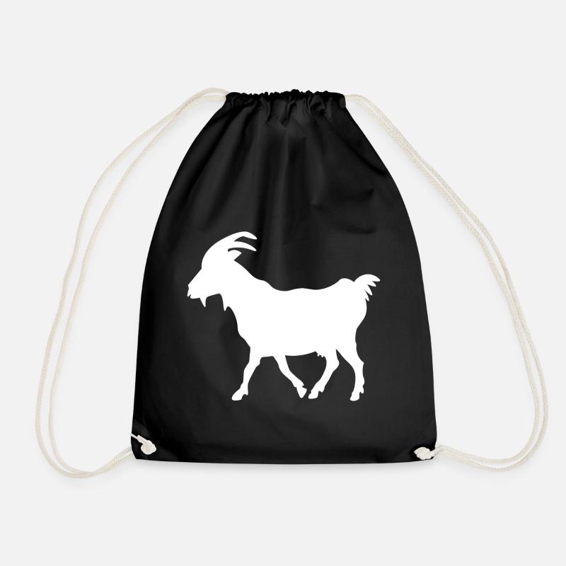 Goat white - Drawstring Bag - black