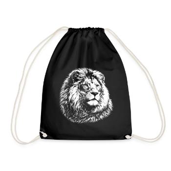 Leo – realistic black and white graphics - Drawstring Bag - black - Front