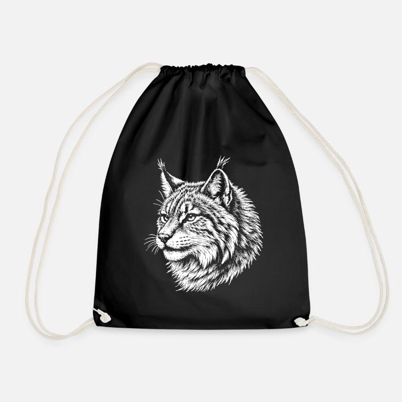 Luchs-Kontrastporträt - Turnbeutel - Schwarz