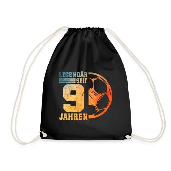 9th Birthday 9 Years Young Kids Football - Drawstring Bag - black - Front