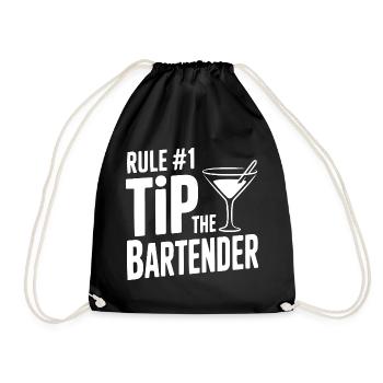 Rule #1 Tip the Bartender - Drawstring Bag - black - Front