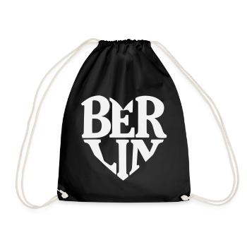Berlin Herzschrift Logo - Turnbeutel - Schwarz - Vorne
