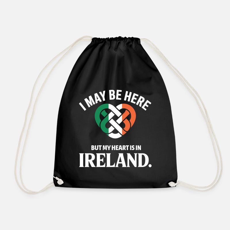 Irish Heart Celtic Knot Pride - Drawstring Bag - black